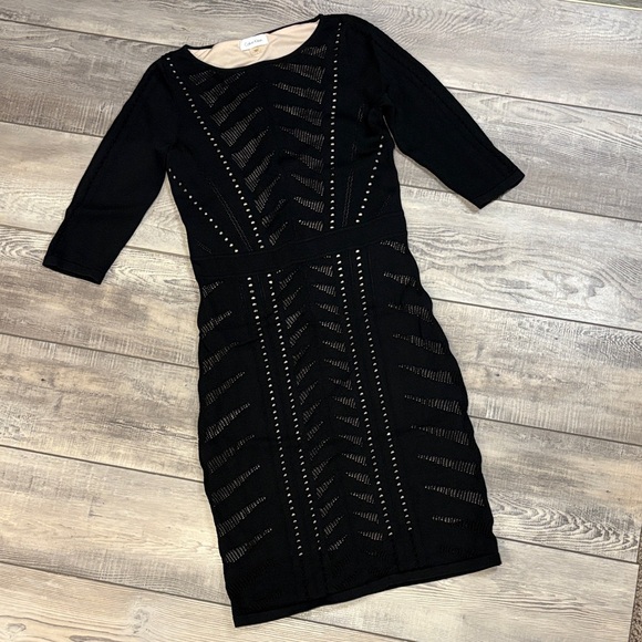 Calvin Klein Dresses & Skirts - Calvin Klein Elegant Black Knit Fitted Stretch Dress EUC Small
